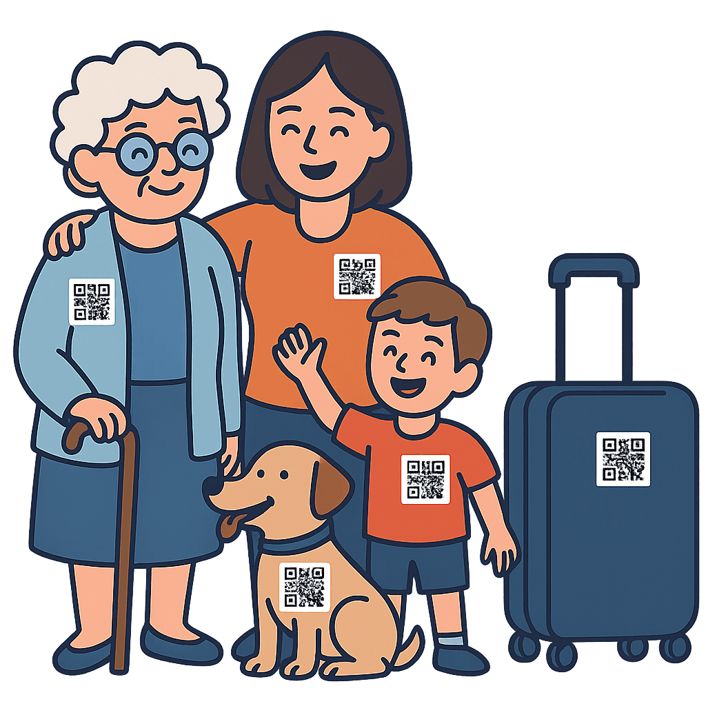 Family with QR codes